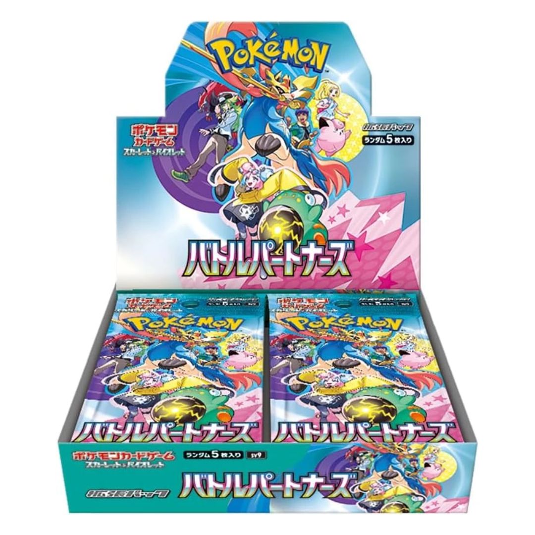 Pokémon Scarlet & Violet Battle Partners japansk booster box med tränar-pokemon duo kort