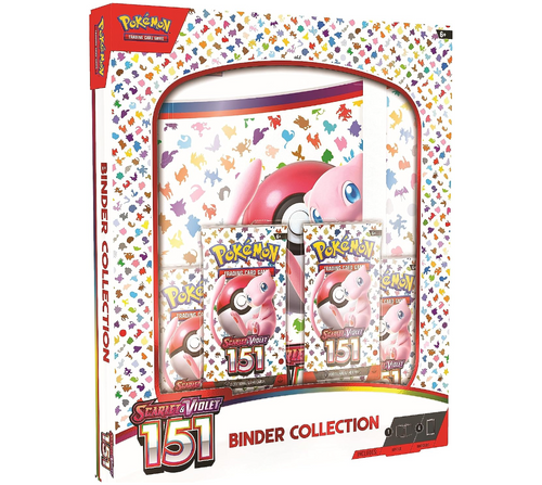 pokemon TCG scarlet violet 151 binder collection box med mew på paketen och pärmen