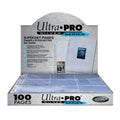100st Ultra PRO: Silver Page 9-Pocket Plastficka för Standard Kort, (11 hål)