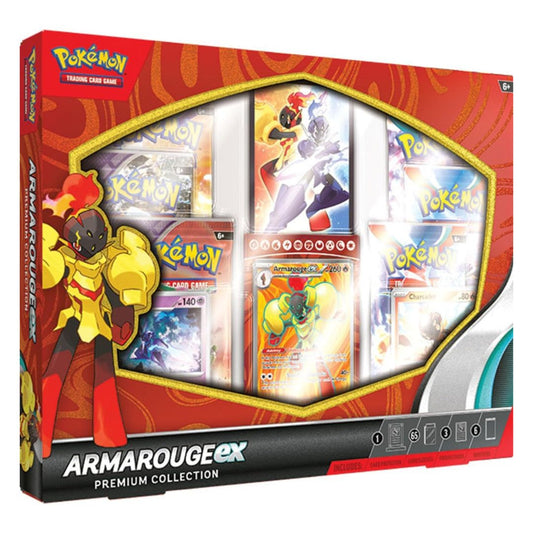 Pokémon Armarouge ex Premium Collection box med spännande booster packs och promos