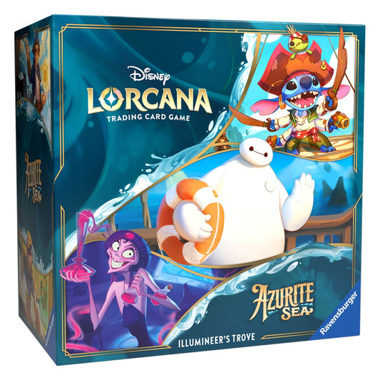 Disney Lorcana Azurite Sea Illumineer's Trove med användara tillbehör och spännande booster packs