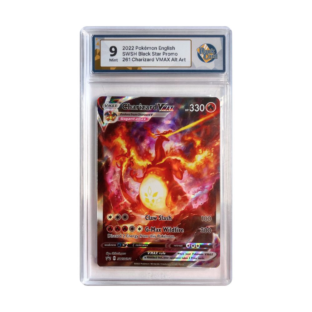 Charizard VMAX SWSH261 pokemon kort graderat av RaukCard till 9