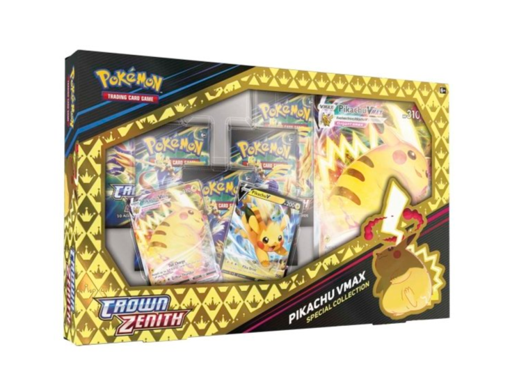 pokemon TCG sword & shield crown zenith pikachu vmax box med flera pikachu kort och booster packs