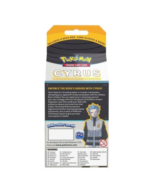 pokemon tcg cyrus premium tournament collection box baksida med cyrus och mörka pokemon