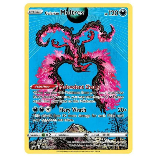 Galarian Moltres Pokémon kort från Crown Zenith Tin