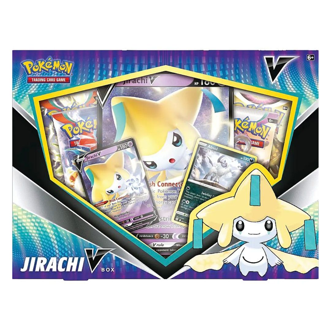 Pokémon Jirachi V Box med häftiga promo kort och 4st Booster Packs