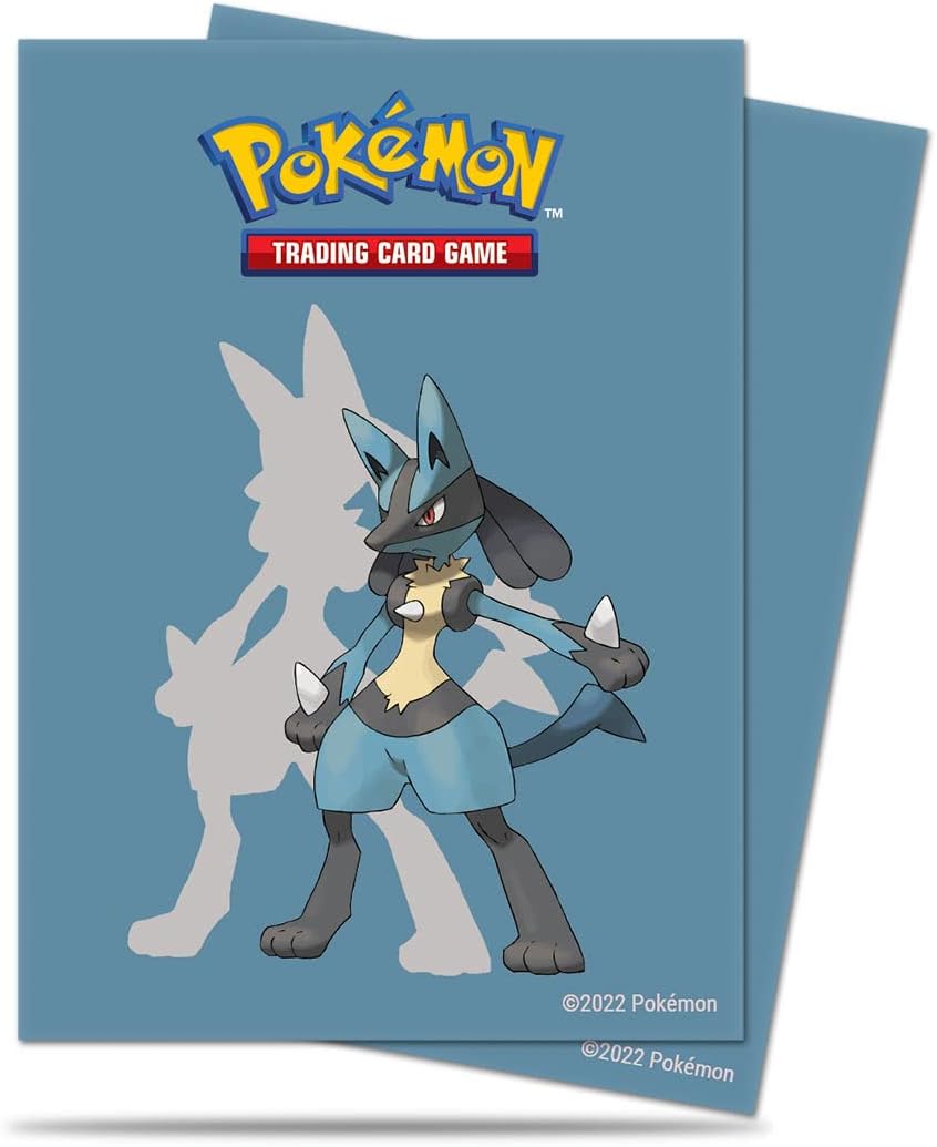 Ultra pro sleeve för pokemon kort med lucario motiv, blå baksida