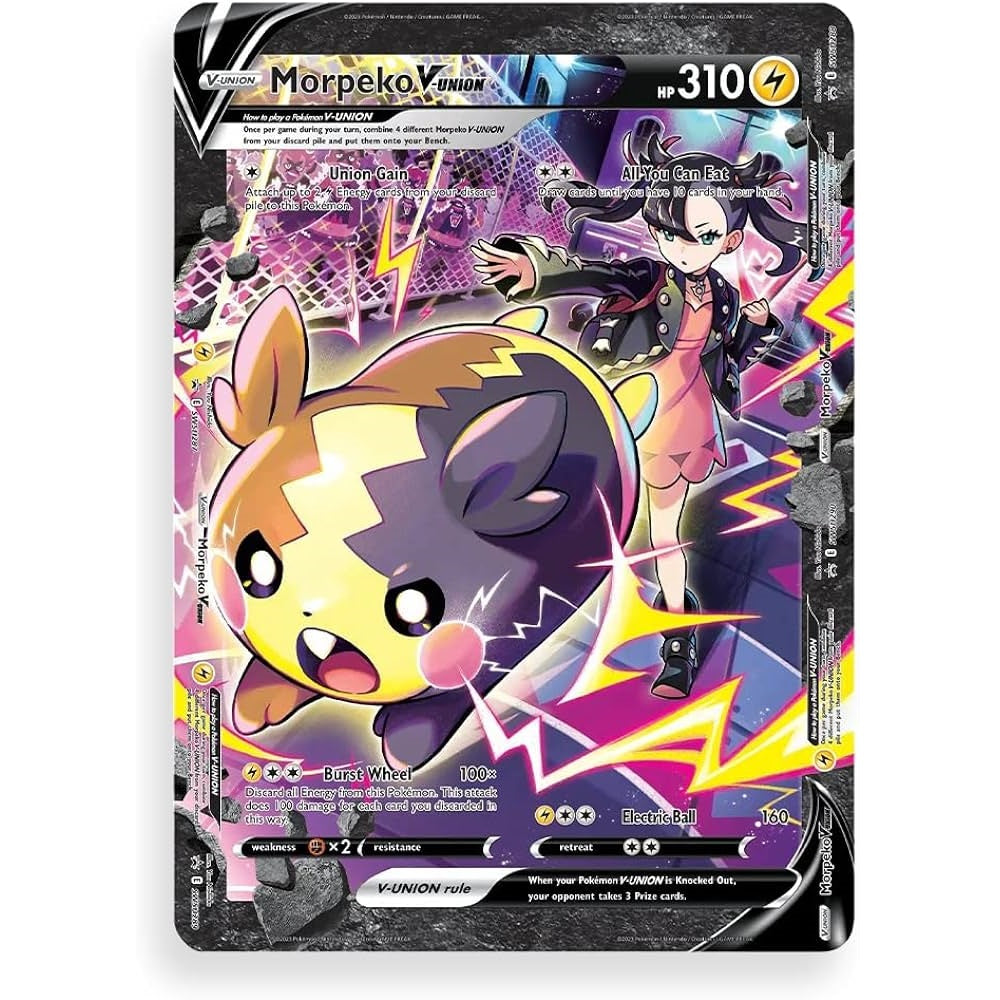 Morpeko V-union pokemon kort från Crown Zenith box