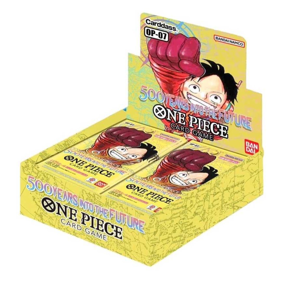 One Piece Card Game - OP07 500 Years Into The Future Booster Box med futuristiska One Piece kort att samla på