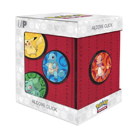 Ultra PRO: Pokémon Kanto Alcove Click Deck Box - Flip Box med charmander pikachu squirtle och bulbasaur