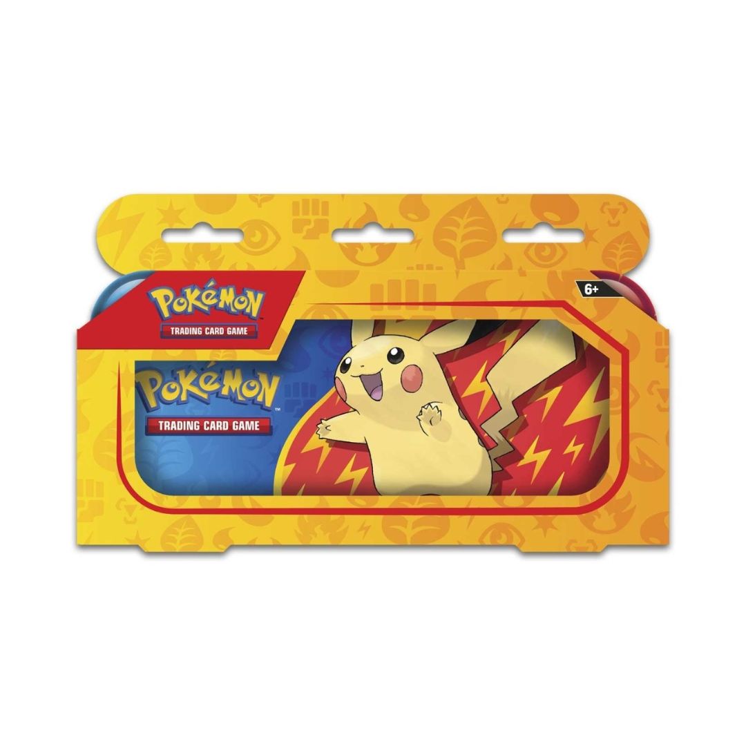 Pokémonkort back to school case tin med 2st booster pack och pennskrin