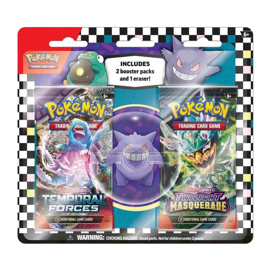 Pokémonkort Gengar Eraser blister pack med 2st booster pack och eraser
