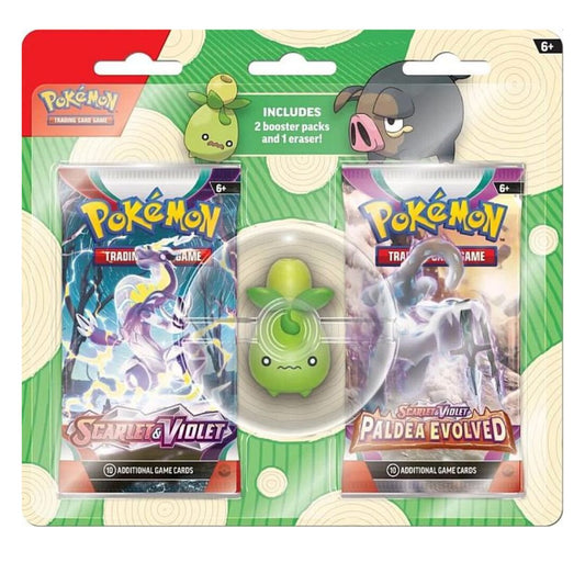 Pokémonkort Smoliv Eraser blister pack med 2st booster pack och eraser