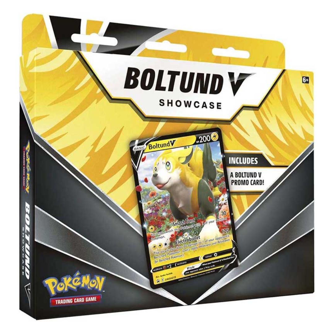 Pokémon Boltund V Showcase box med snyggt promokort och spännande booster packs