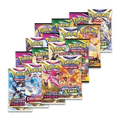 Pokémon Sword & Shield Booster Pack 16 stycken, Evolving Skies, Brilliant Stars, Lost Origin med flera