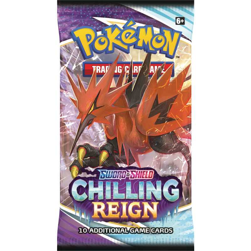 pokemon chilling reign booster pack med galarian zapdos art