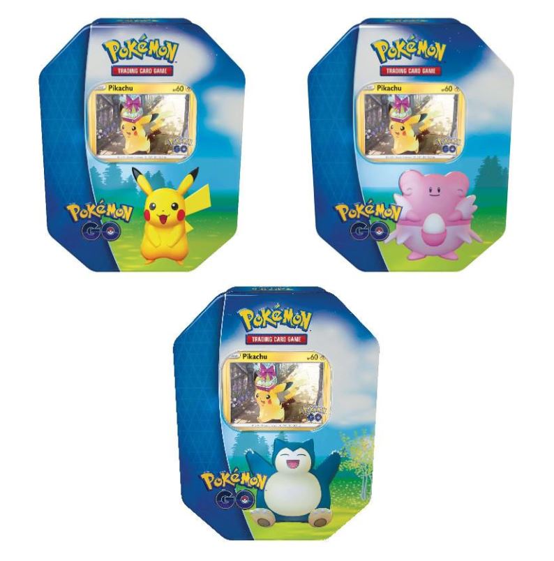 pokemon go tcg tins med pokemon go tema med olika pokemon och färger