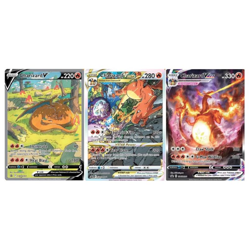 Charizard V, VSTAR & VMAX - SWSH260, 261, 262 Black Star Promo - Sealed (Förseglad)