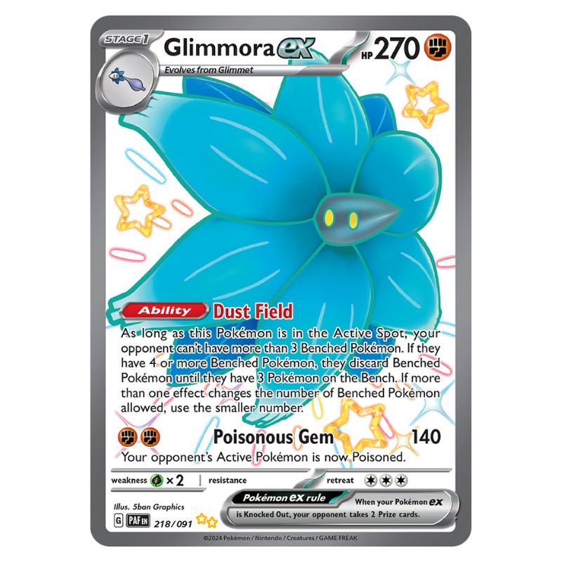 Shiny Glimmora ex 218/091 Paldean Fates pokemon kort