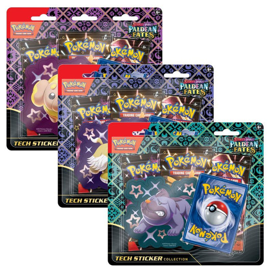 Pokemon Scarlet & Violet 4.5: Paldean Fates Tech Sticker Collection Blister x3 - Fidough, Greavard & Maschiff