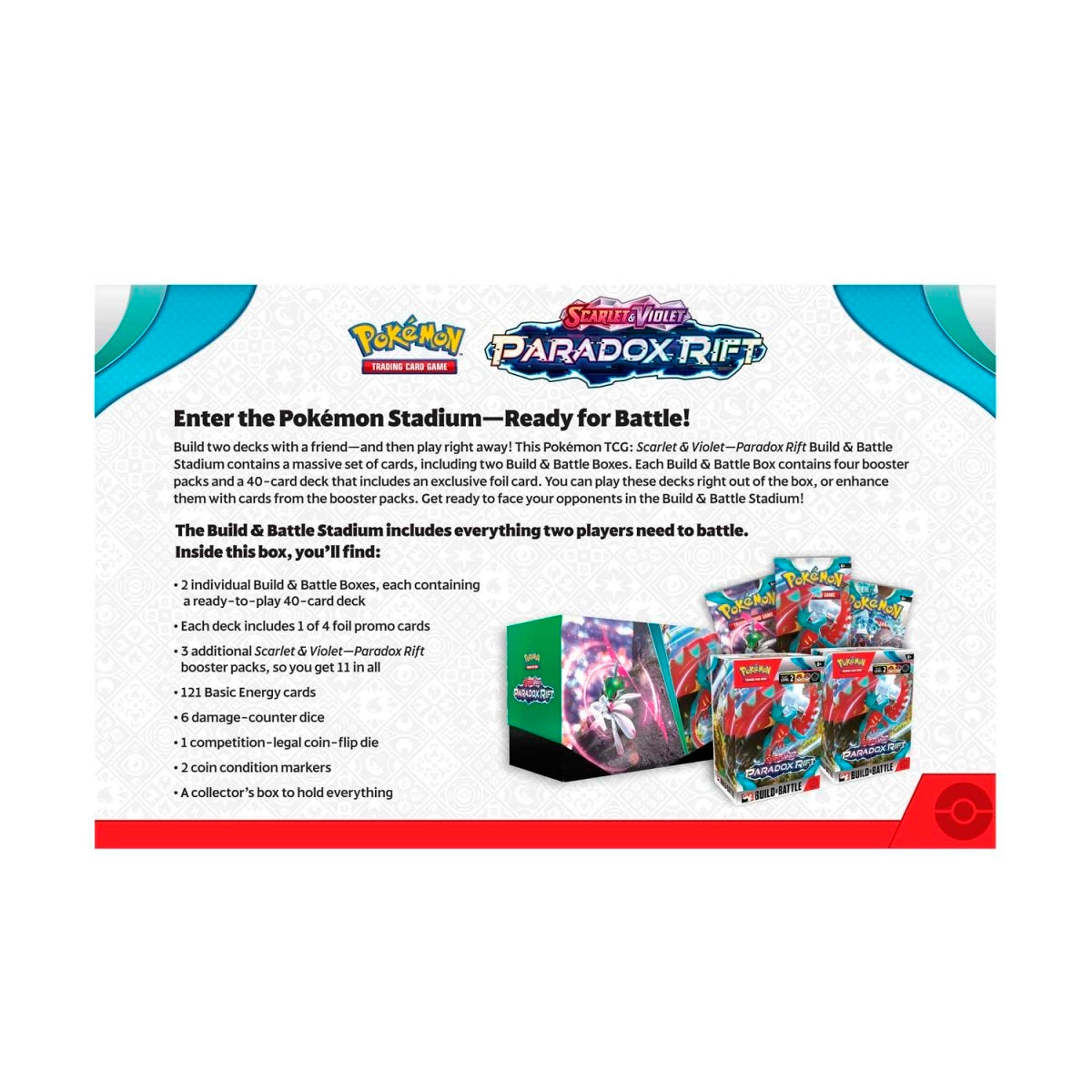 Pokémon Scarlet & Violet: Paradox Rift Build & Battle Stadium Box baksida