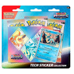 Pokemon Prismatic Evolutions Tech Sticker Collection med snyggt kort av Glaceon