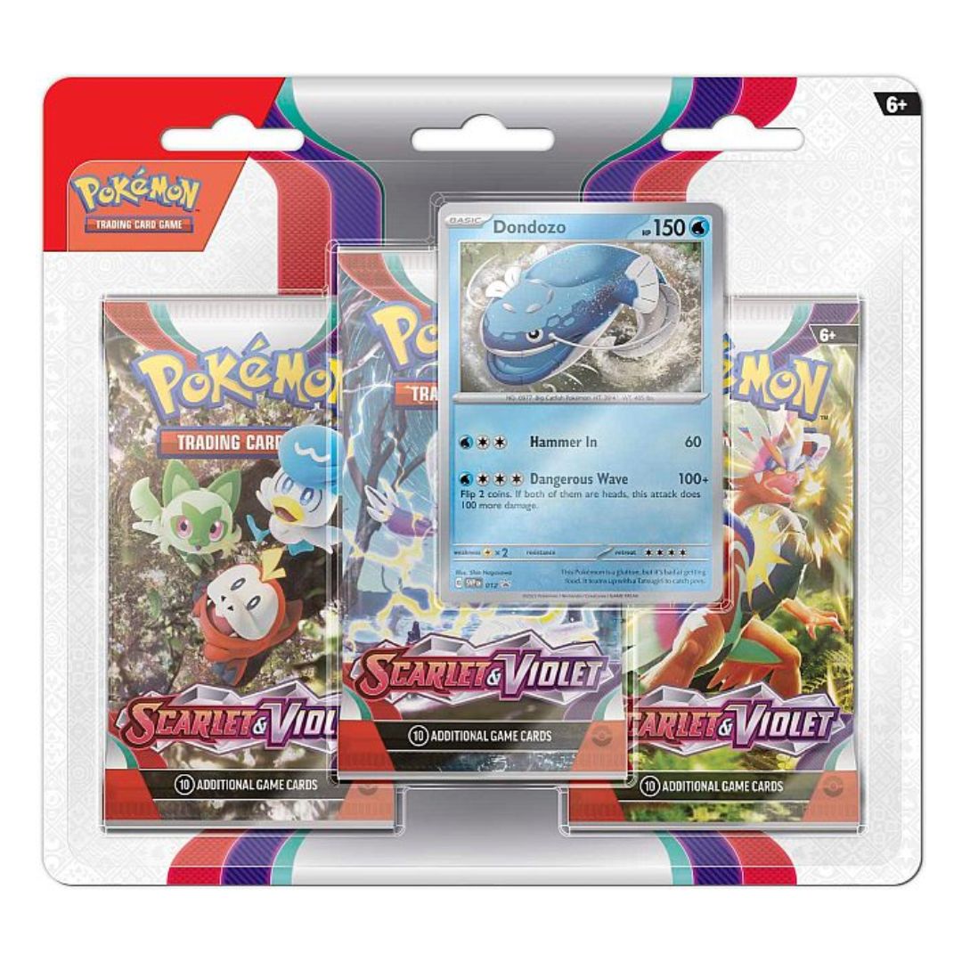 Pokémon Scarlet & Violet 3-pack blister med Dondozo Promo kort
