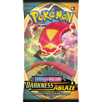 Darkness Ablaze booster paket med flerfärgat omslag innehåller 10 pokemon kort