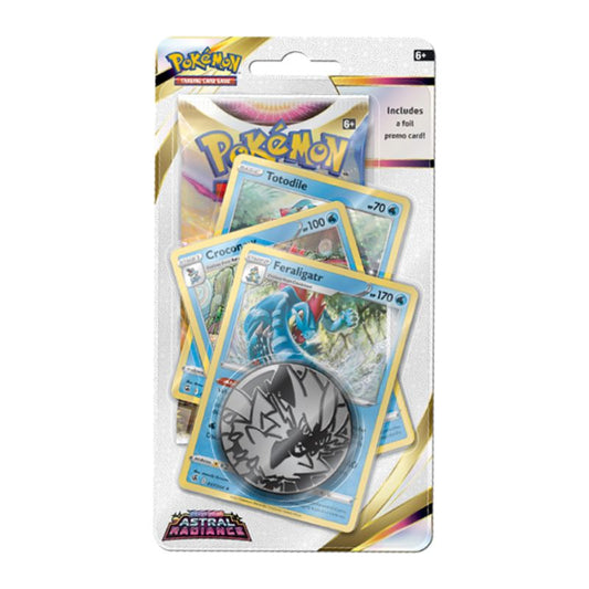 Pokemon Astral Radiance Premium Blister Pack med kort av Feraligatr utvecklingar