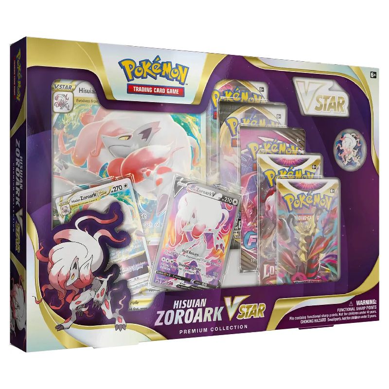 Pokémon TCG: Hisuian Zoroark VSTAR Premium Collection Box fylld med mängder av spännande Pokémonkort