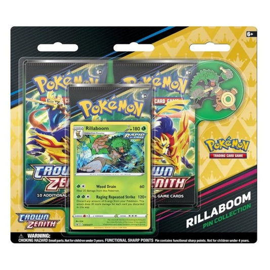 Pokémon Sword & Shield Crown Zenith: Rillaboom 3-Pack Pin Blister