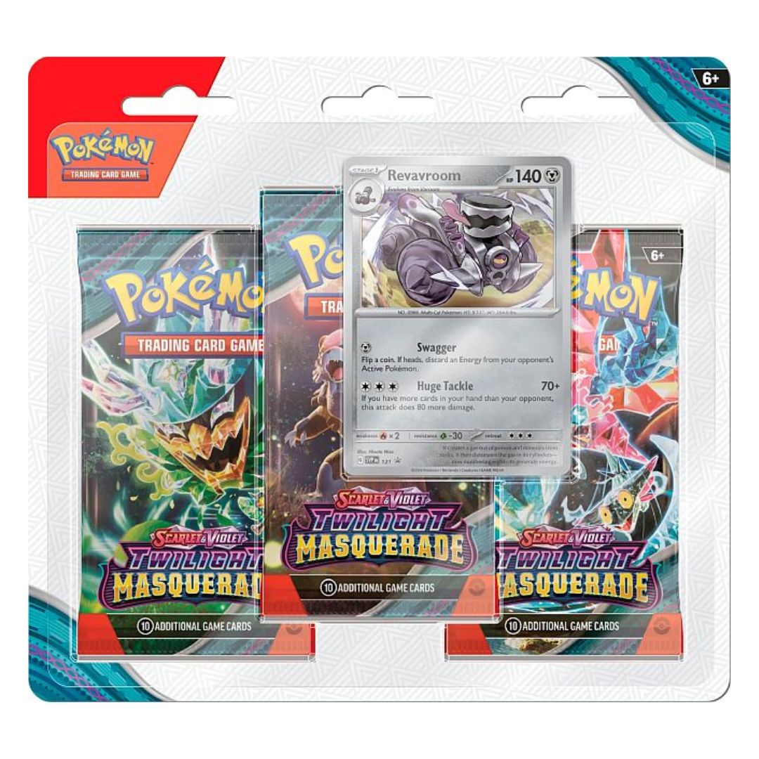 Pokémon Scarlet & Violet Twilight Masquerade 3-pack blister med snyggt promo kort