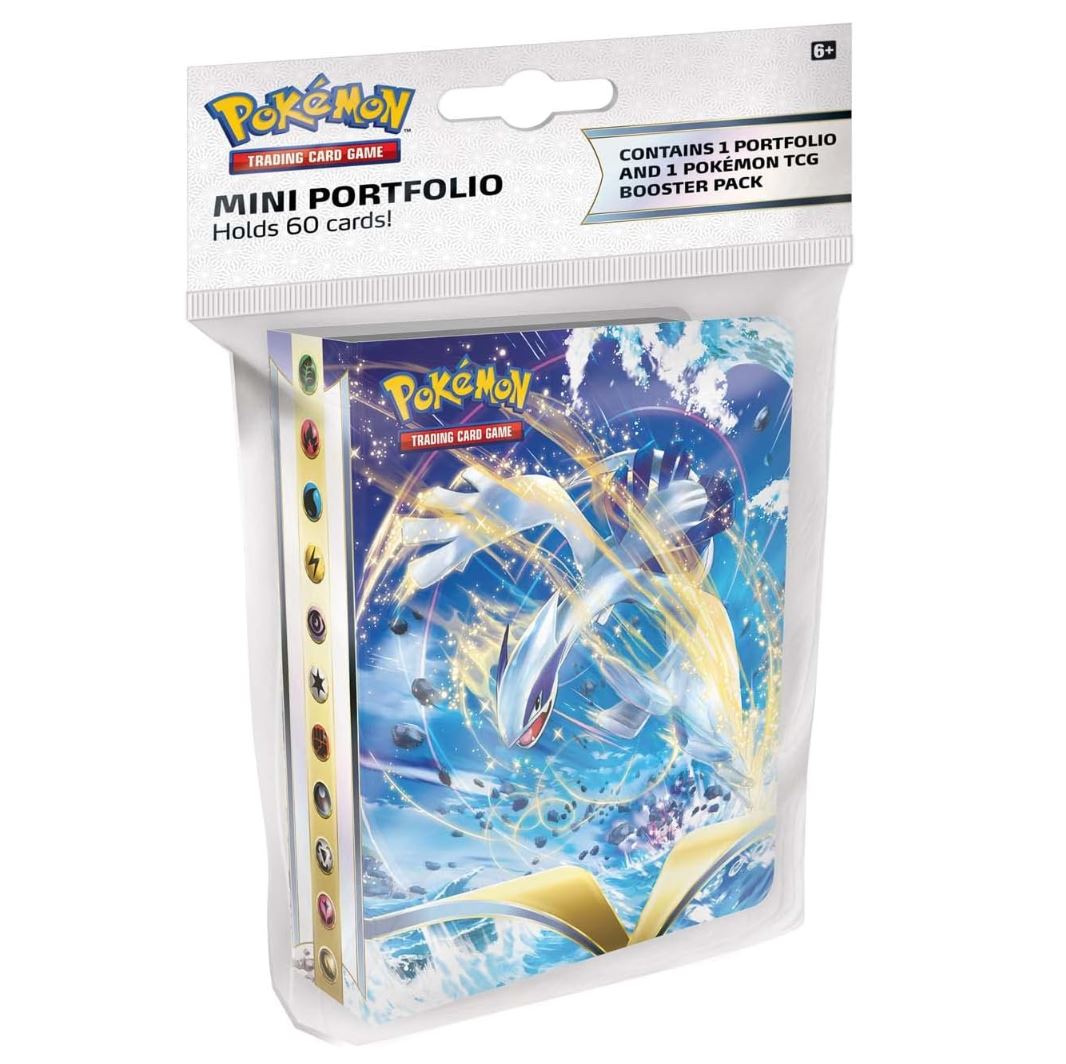 pokemon TCG silver tempest mini pärm med lugia på framsidan tillsammans med ett booster paket