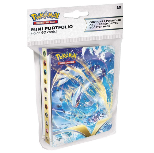 pokemon TCG silver tempest mini pärm med lugia på framsidan tillsammans med ett booster paket