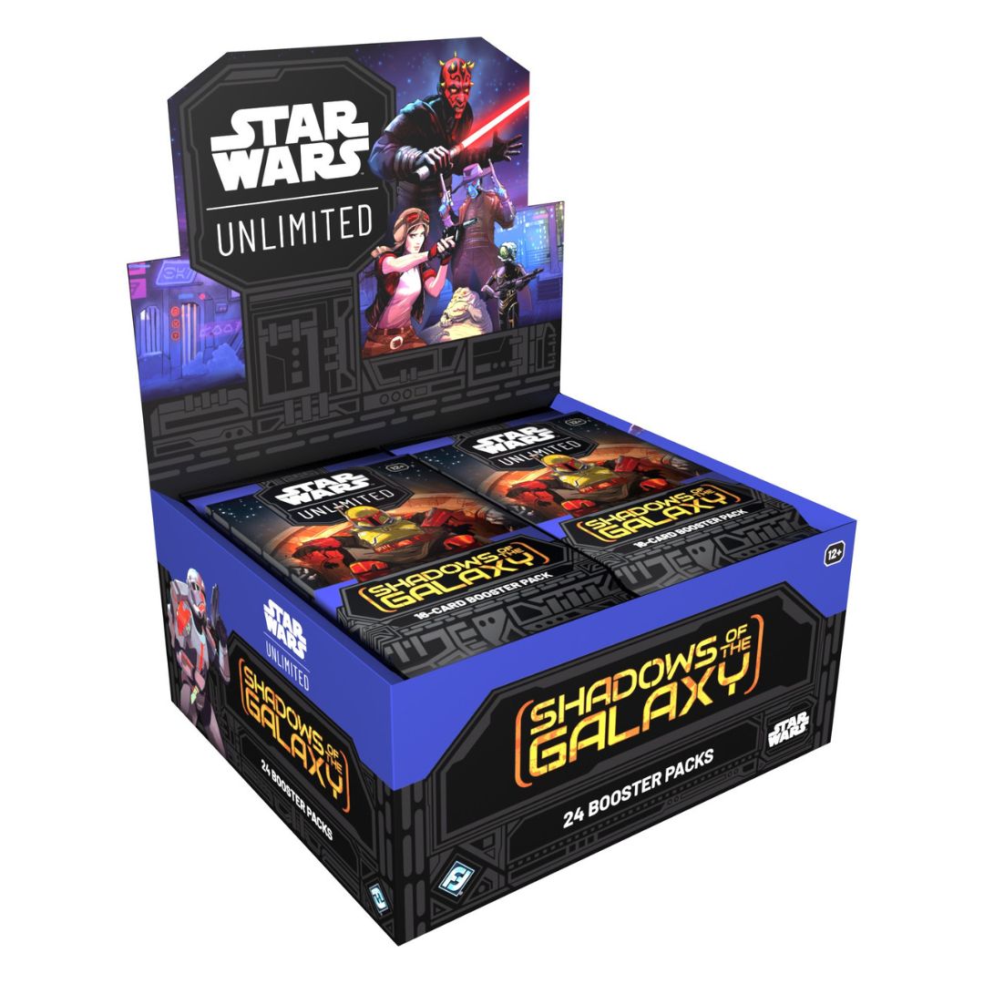 Star Wars Unlimited TCG Shadows of the Galaxy Booster box med häftiga kort