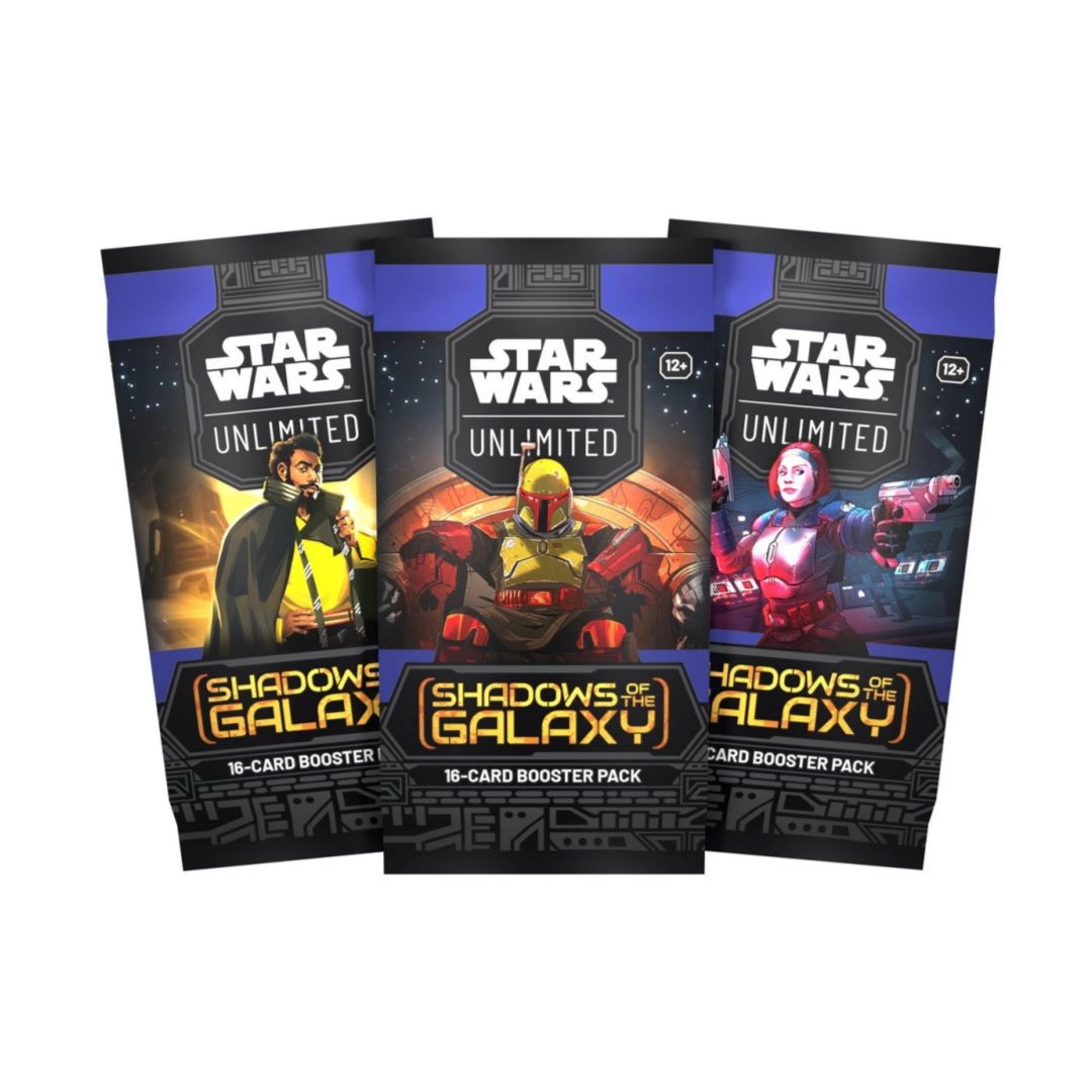 Star Wars Unlimited TCG Shadows of the Galaxy Booster pack med häftiga kort