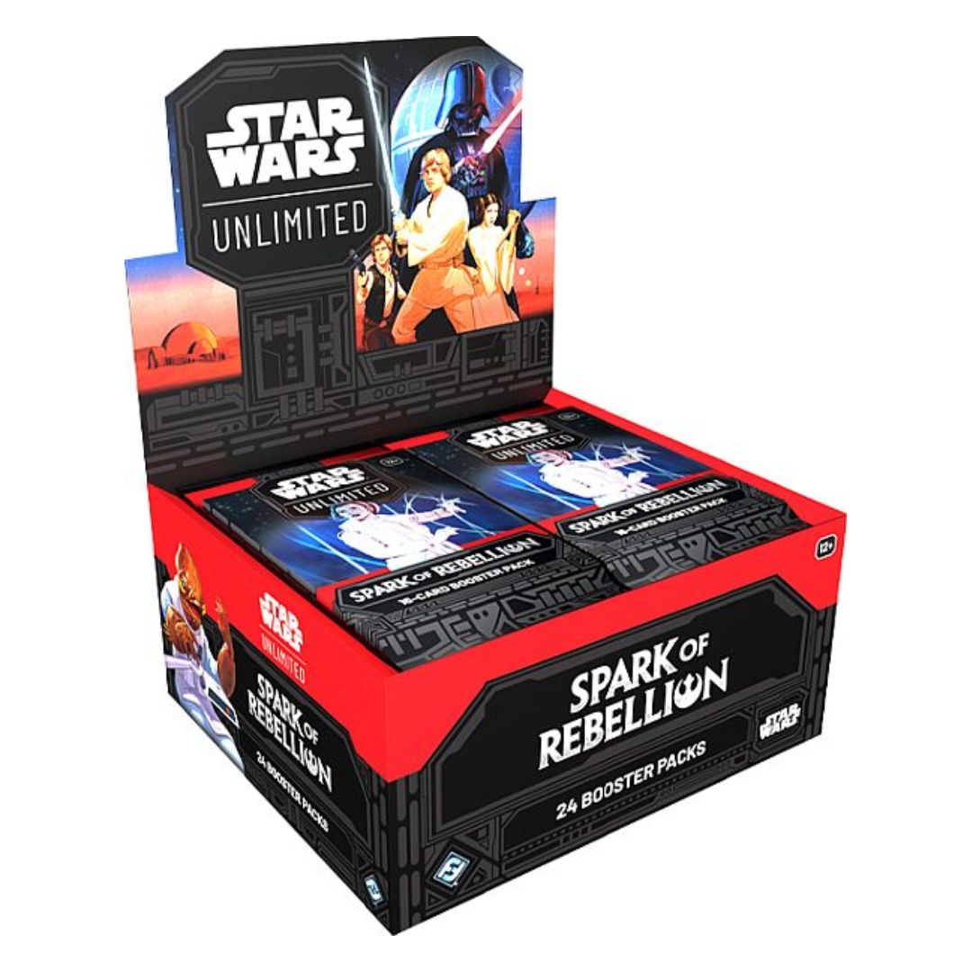 Star Wars Unlimited TCG Spark of Rebellion Booster box med häftiga kort
