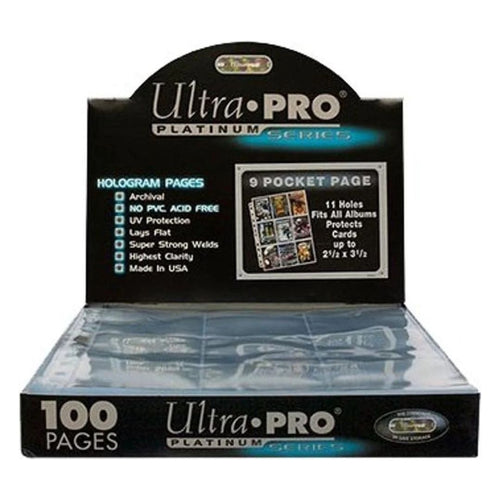 100st Ultra PRO: Platinum Page 9-Pocket Plastficka för Standard Kort, (11 hål)
