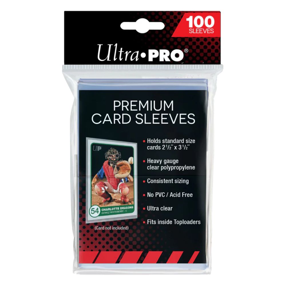 Ultra PRO premium card sleeves förpackning som innehåller 100 plastfickor