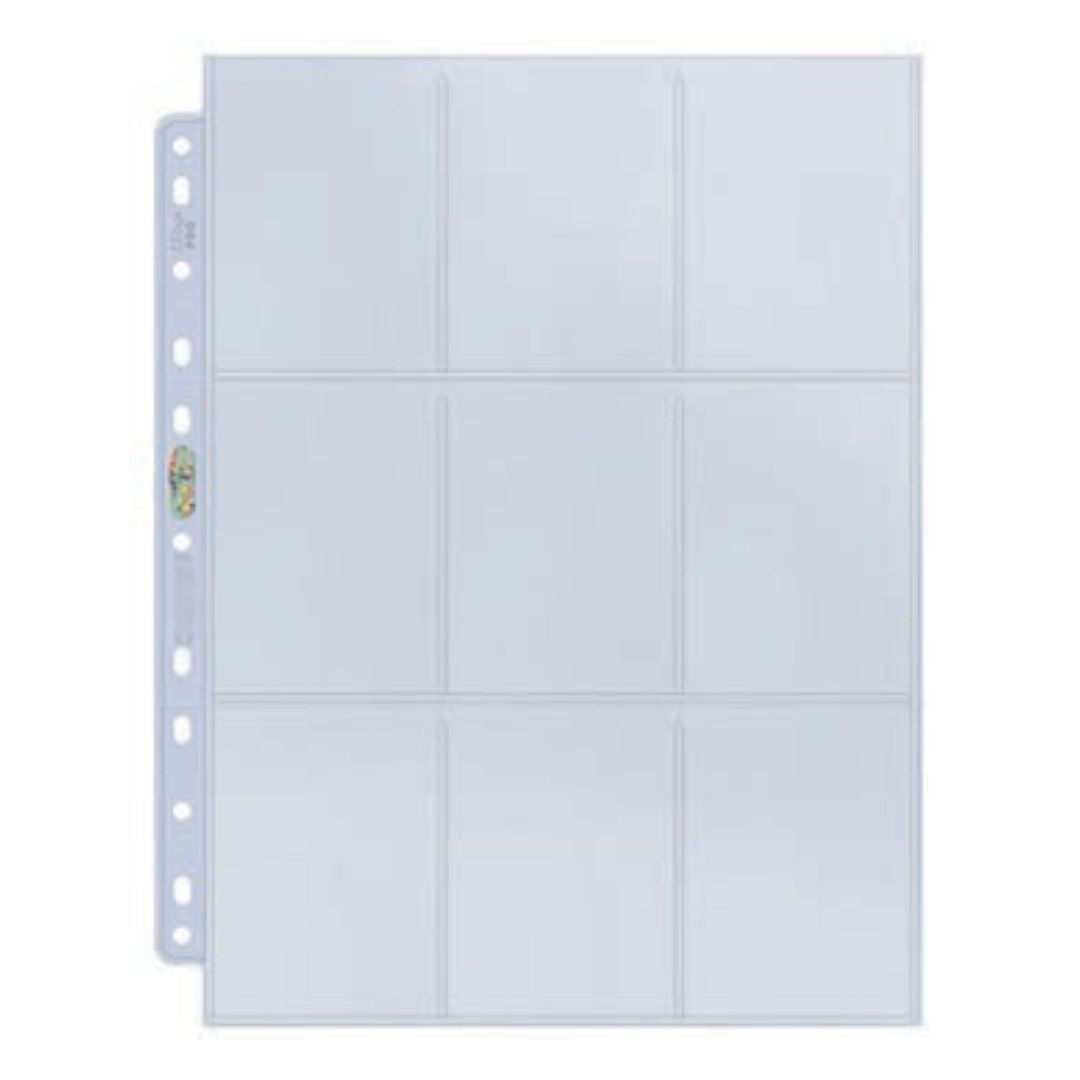 100st Ultra PRO: Silver Page 9-Pocket Plastficka för Standard Kort, (11 hål)